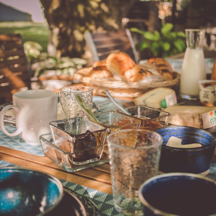 a table with a bunch of food on it